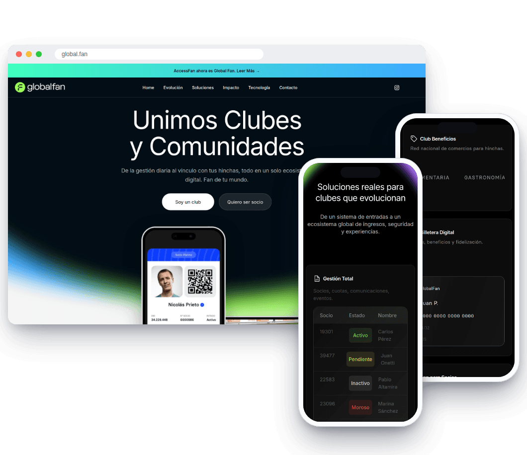 Global Fan screenshots on desktop and mobile
