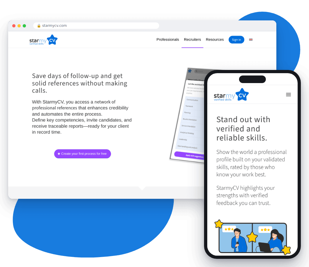 StarmyCV screenshots on desktop and mobile